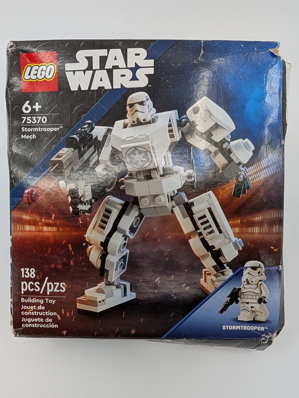 LEGO 75370 Star Wars Stormtrooper Mech Building Toy, New in Sealed Crushed Box